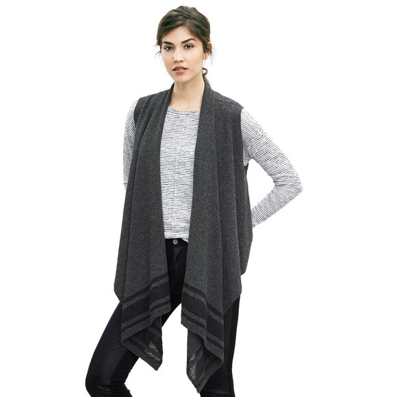 Banana Republic Drapey Open Sweater Vest Womens M Gray Wool Alpaca Mohair Preppy - Picture 1 of 15